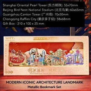 Modern Iconic Architecture Landmark Metallic Bookmarks ( Set of 4 in one box)